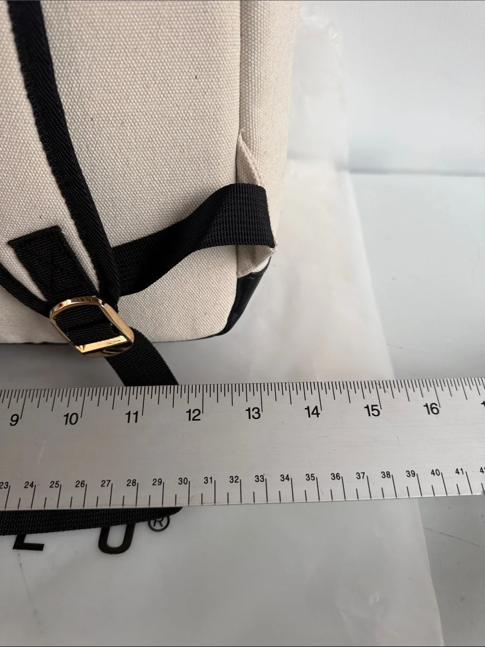 NEW LOULU CANVAS LAPTOP BACKPACK CREAM BLACK GOLD HARDWARE DAY PACK TRAVEL